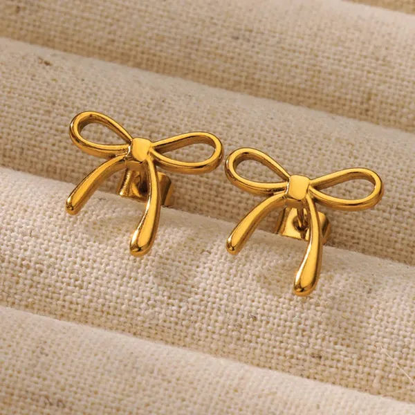 Gold_Bowknot_3_Pcs_Rings_Earrings_For_Women